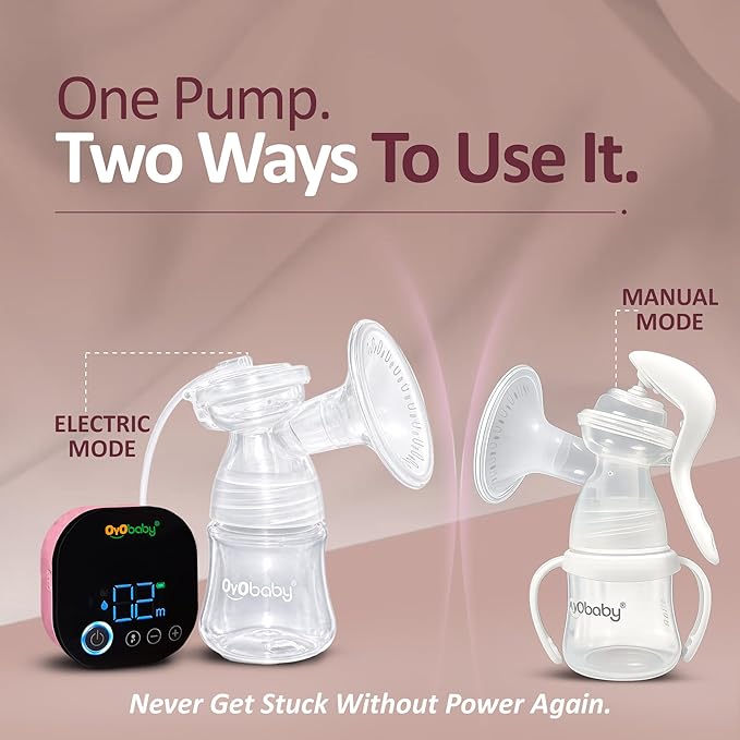 2-in-1 Electric & Manual Breast Pump – Portable, Rechargeable, BPA-Free | 9 Levels & 2 Modesx