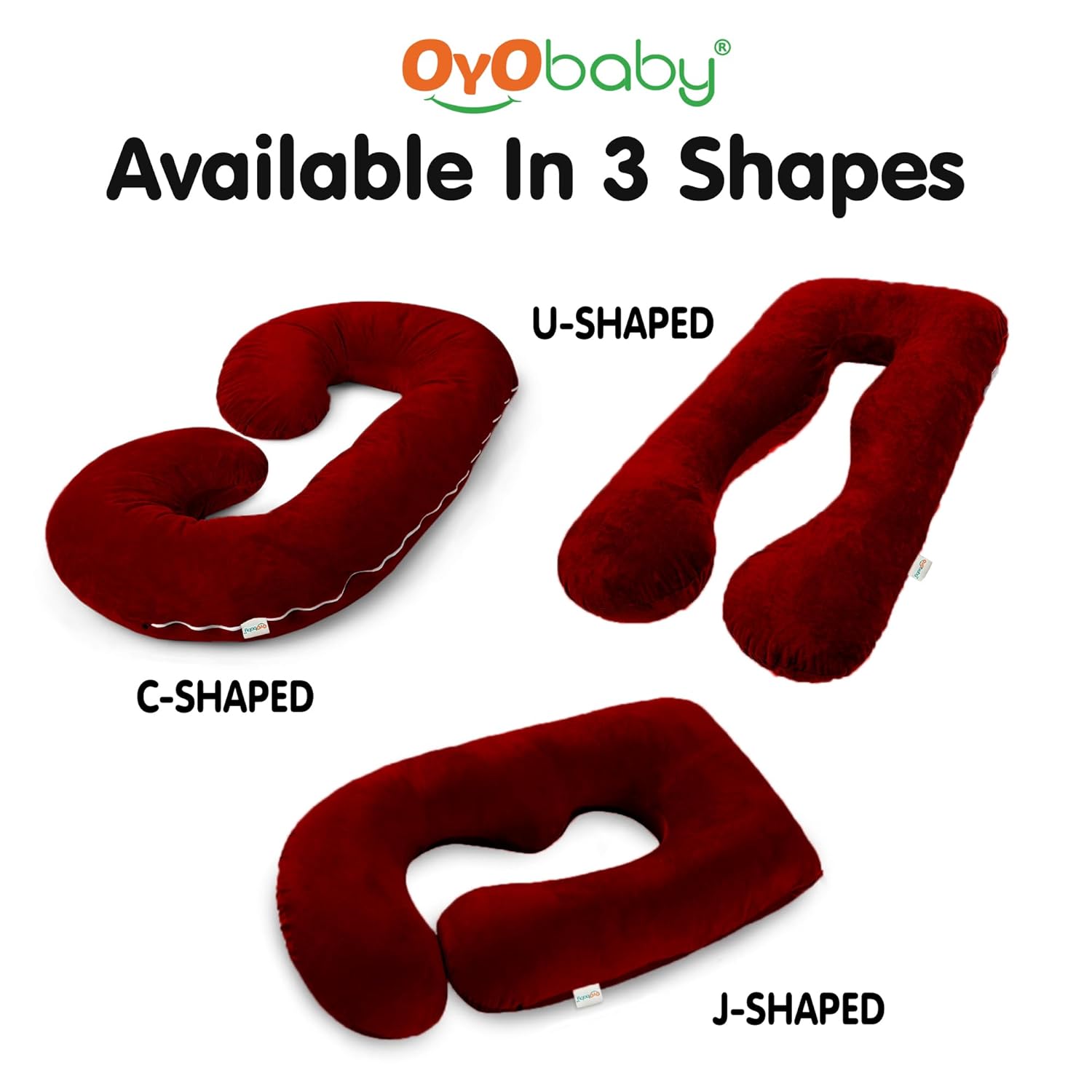 OYO BABY C Shaped Pregnancy Pillow for Sleeping, Maternity Pillow for Pregnant Women with Washable Premium Velvet Cover (Maroon)