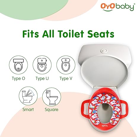 OYO BABY Cushioned Potty Seat, Toilet Seat with Handle for Kids Red
