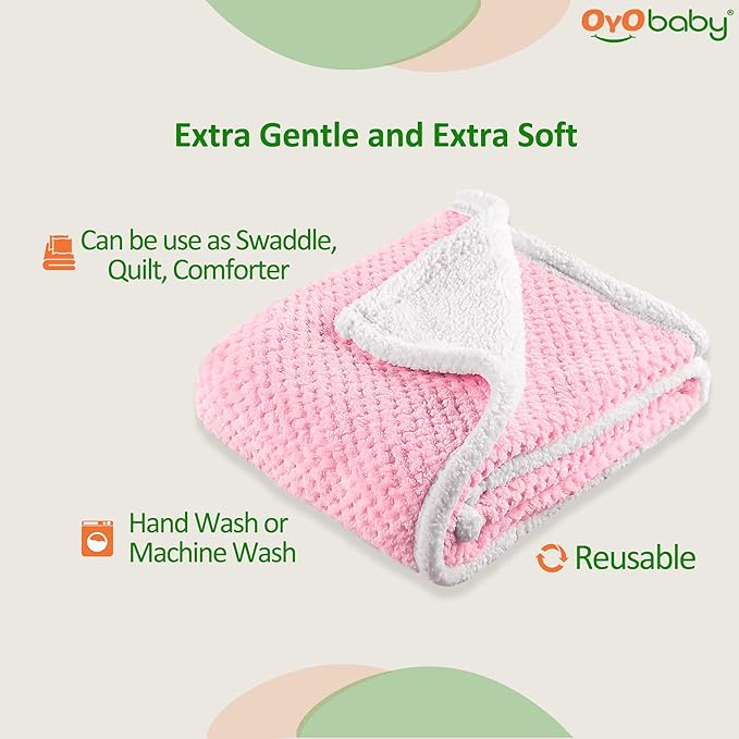 OYO BABY Ultra Soft Fleece Baby Blanket | Warm & Cozy Newborn Blanket for Winter | Reversible Sherpa Baby Wrapper for Infant, Toddler, Boys & Girls