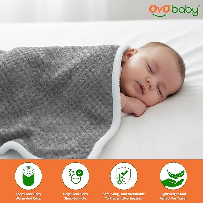 OYO BABY Ultra-Soft Baby Swaddle Wrap Blanket with Hood & Booties – Warm Fleece Sleeping Bag for Newborns