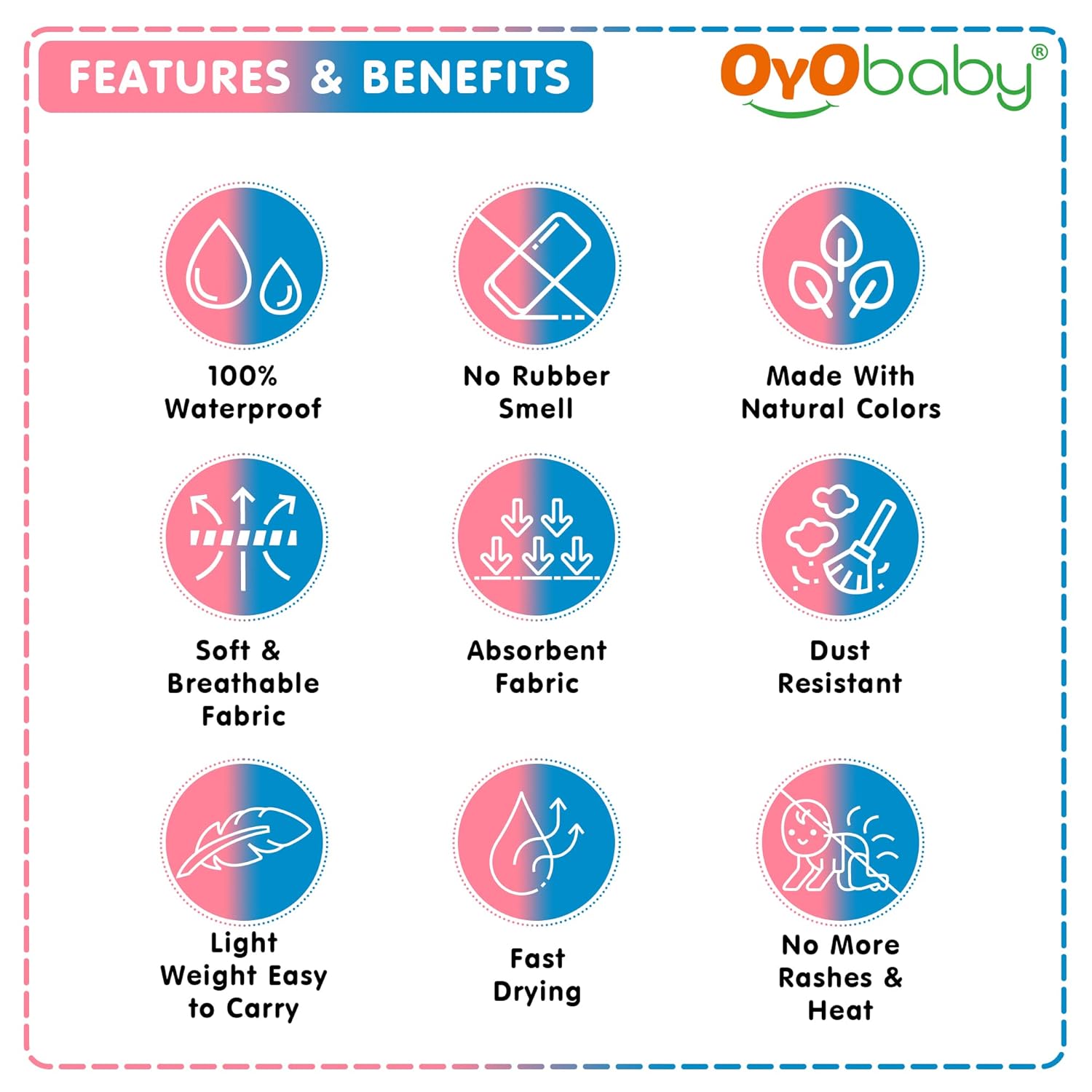 OYO BABY Waterproof Baby Bed Protector Dry Sheets for New Born babies | Reusable Mats | Cot & Bassinet Gift Pack (Gift Pack 2, Salmon Rose)
