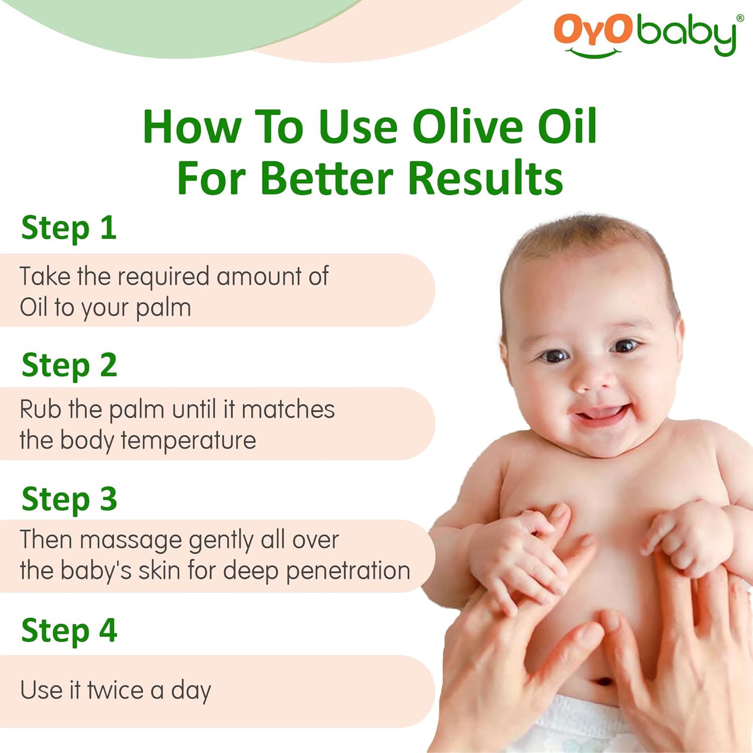 OYO BABY 100% Natural Baby Oil for New Born | Wood Pressed Olive Oil - Baby Hair Oil, Massage, Skin & - Pack Of 2-200ml