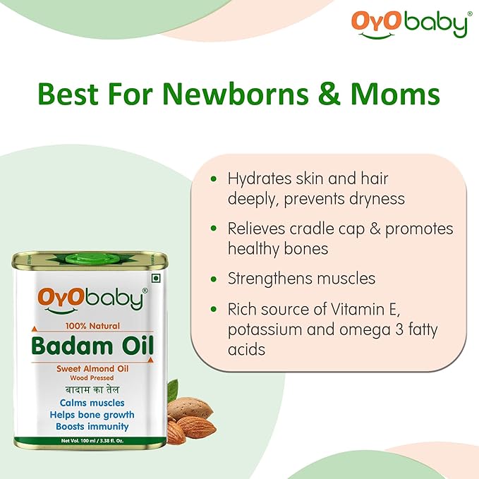 OYO BABY Massage Oil 100% Pure & Natural Badam Rogan Baby Oil