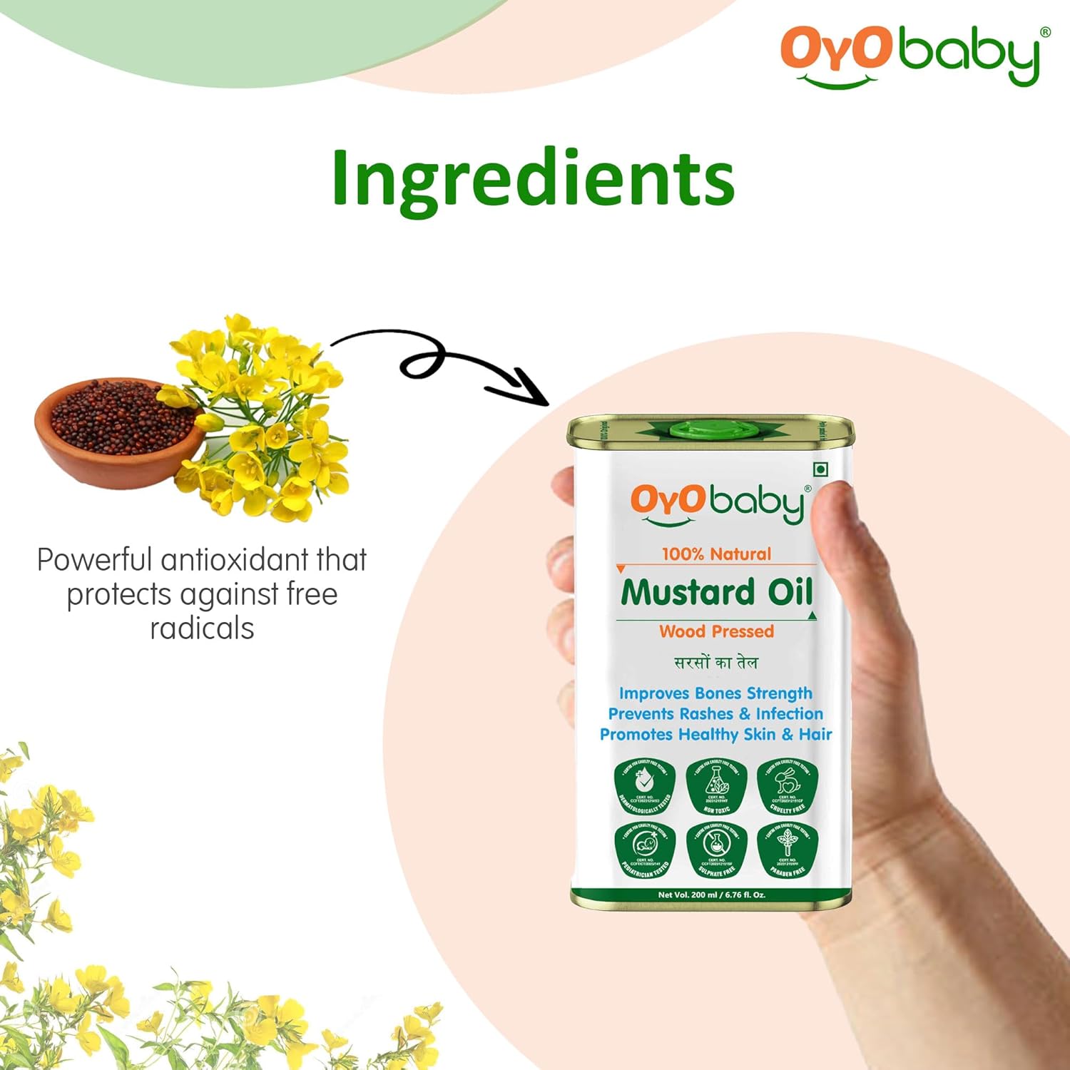 OYO BABY Massage Oil 100% Pure & Natural Mustard Oil