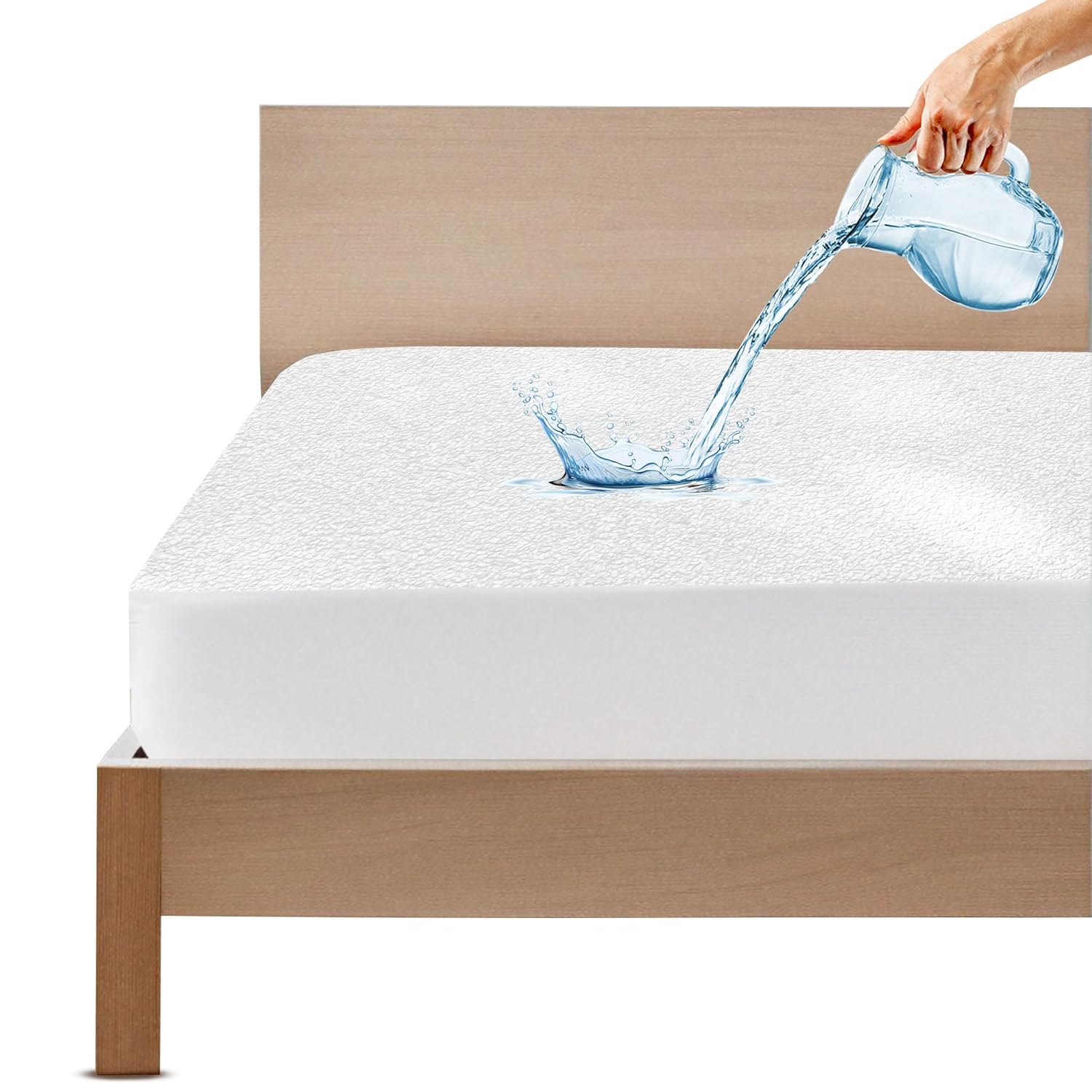 Cotton Feel Ultra Soft Waterproof Mattress Protector for King Size Bed | Breathable, Hypoallergenic, Terry Quilted Mattress Cover | Fits 84x78 inch (7x6.5 ft) | White, Pack of 1
