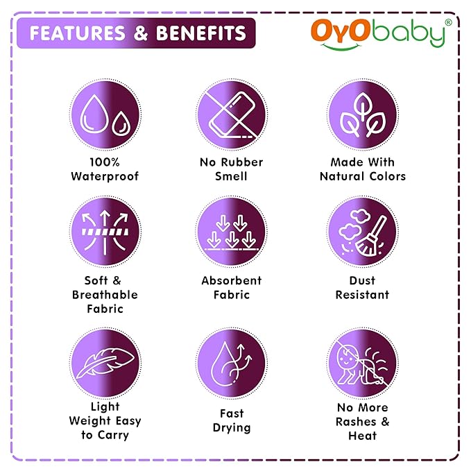 Baby Waterproof Baby Bed Protector Wollen Blend Dry Sheets For New Born Babies | Reusable Mats | Cot & Bassinet Gift Pack, Size : 70Cm X 50Cm | Plum + Violet.