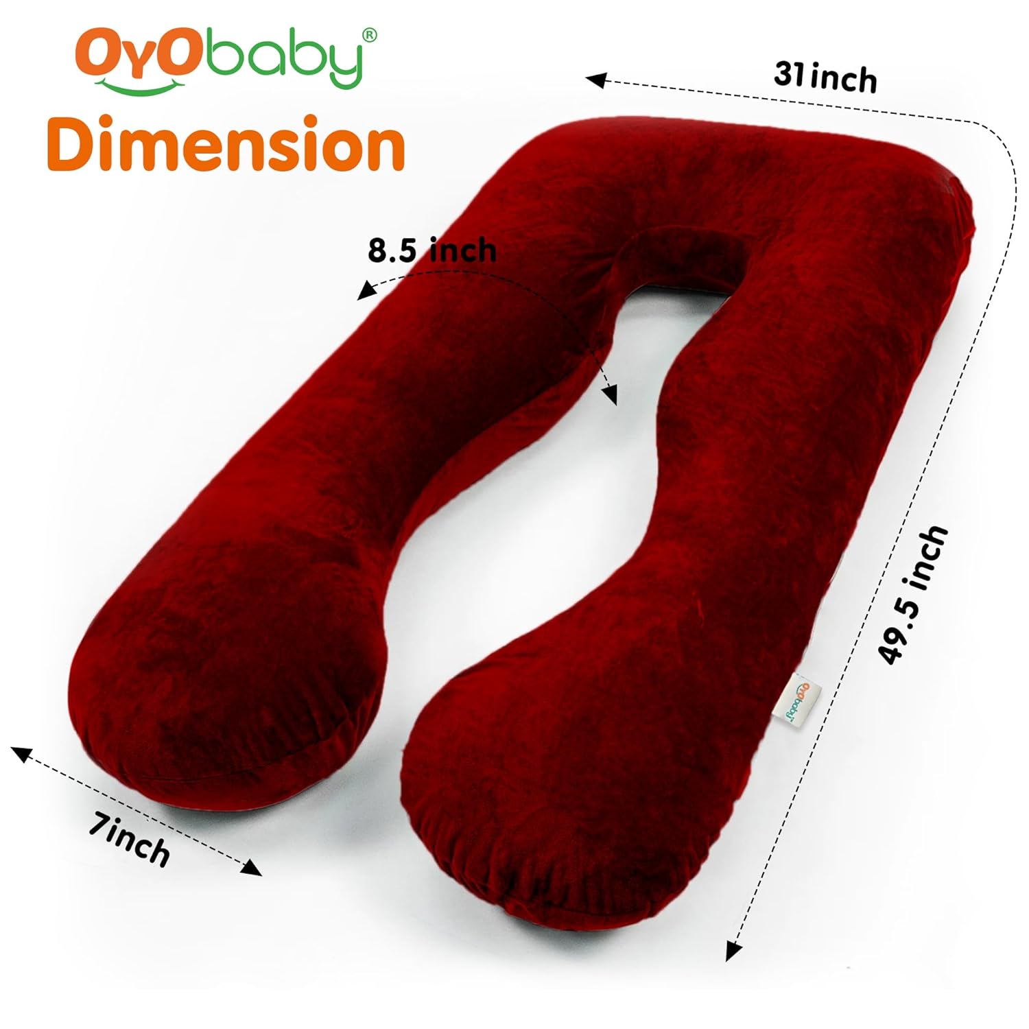 OYO BABY Maternity Pillows for Pregnancy Sleeping | Pregnancy Pillows for Sleeping, Maternity Pillow for Pregnant Women, U-Shaped Pillow, Washable Premium Velvet Cover (Maroon)