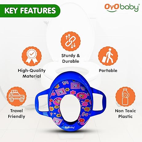 OYO BABY Cushioned Potty Seat, Toilet Seat with Handle for Kids Blue