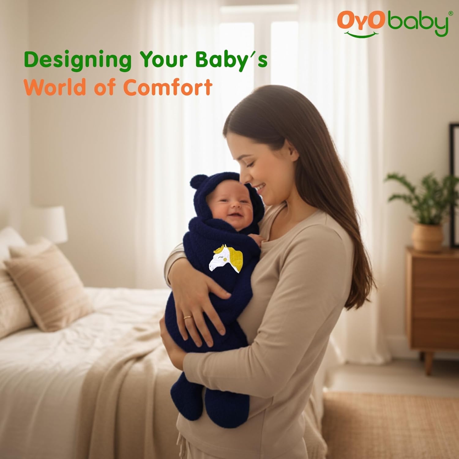 OYO BABY Newborn Baby Blanket Combo Pack – 2 Pcs Super Soft Micro Fleece Wrapper/Sleeping Bag (0-6 Months, 72x68 cm, Pink & Dark Blue, Skin-Friendly, Boys & Girls)