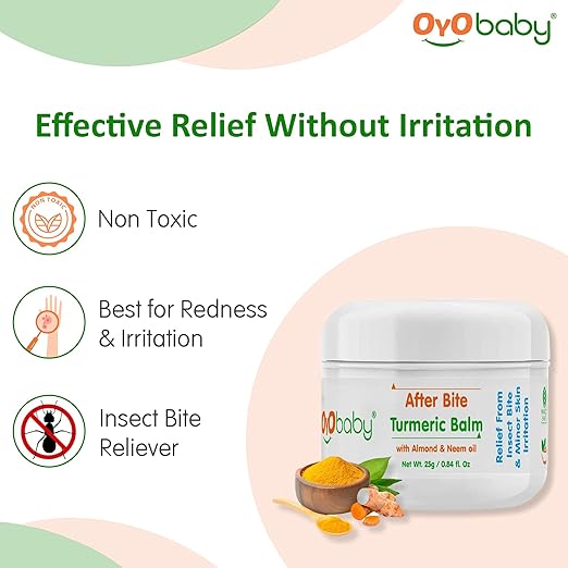 OYO BABY After Bite Turmeric Balm with Almond & Neem Oil for Babies – Relief from Rashes, Mosquito & Insect Bites, 100% Ayurvedic