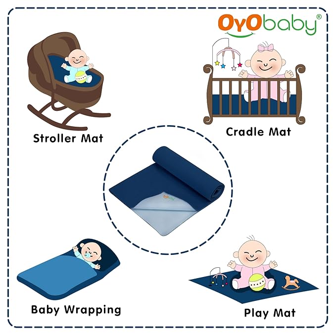 Polycotton Waterproof Quick Dry Sheet for Baby| Bed Pad | Baby Bed Protector Sheet for Toddler Children (Double Bed Size (260Cm X 200Cm), Dark Sea Blue)