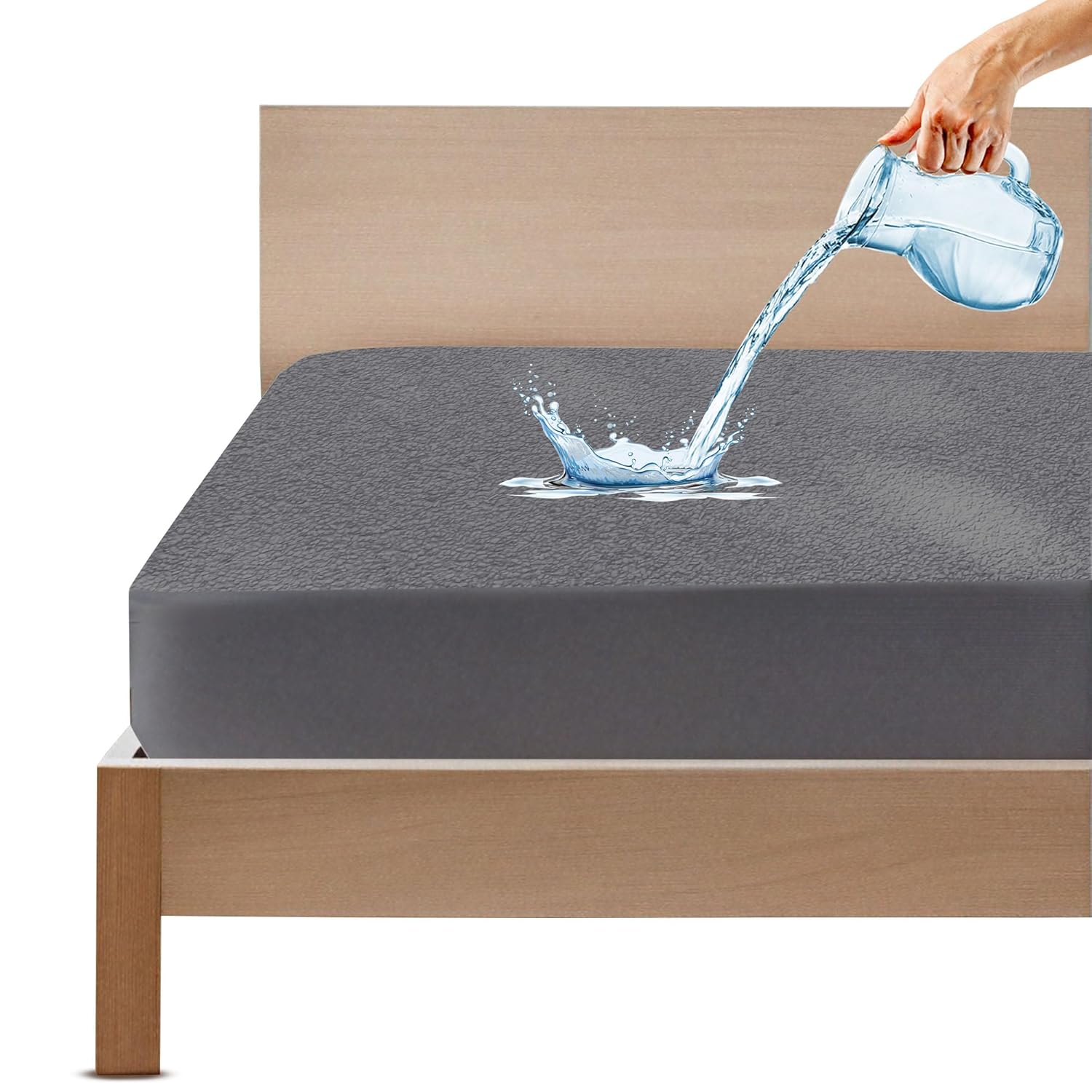 100% Waterproof Cotton Feel Mattress Protector, Twin 78*72 (6x4 ft), Ultra Soft & Breathable, Fits 10” Mattress – Grey