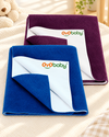 Extra Absorbent Waterproof Baby Dry Sheet Medium Size (100x70cm) – Pack of 2 – Quick Dry Sheet for Bed Protector, Soft & Breathable Royal Blue + Plum