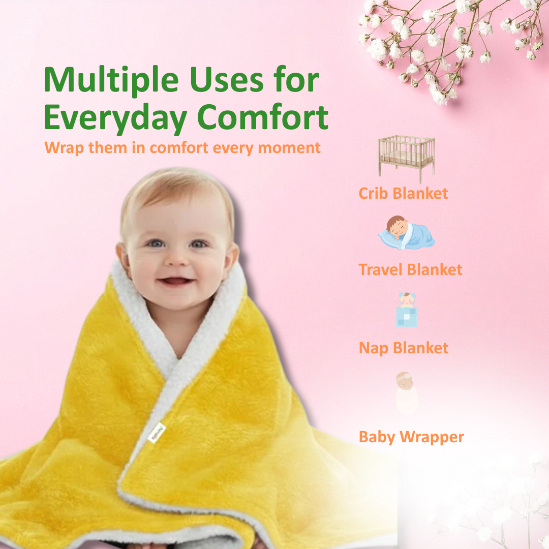 All-Season Fluffy 2-Layer Baby & Toddler Blanket – Coral & Sherpa Wrapping Sheet for Boys & Girls