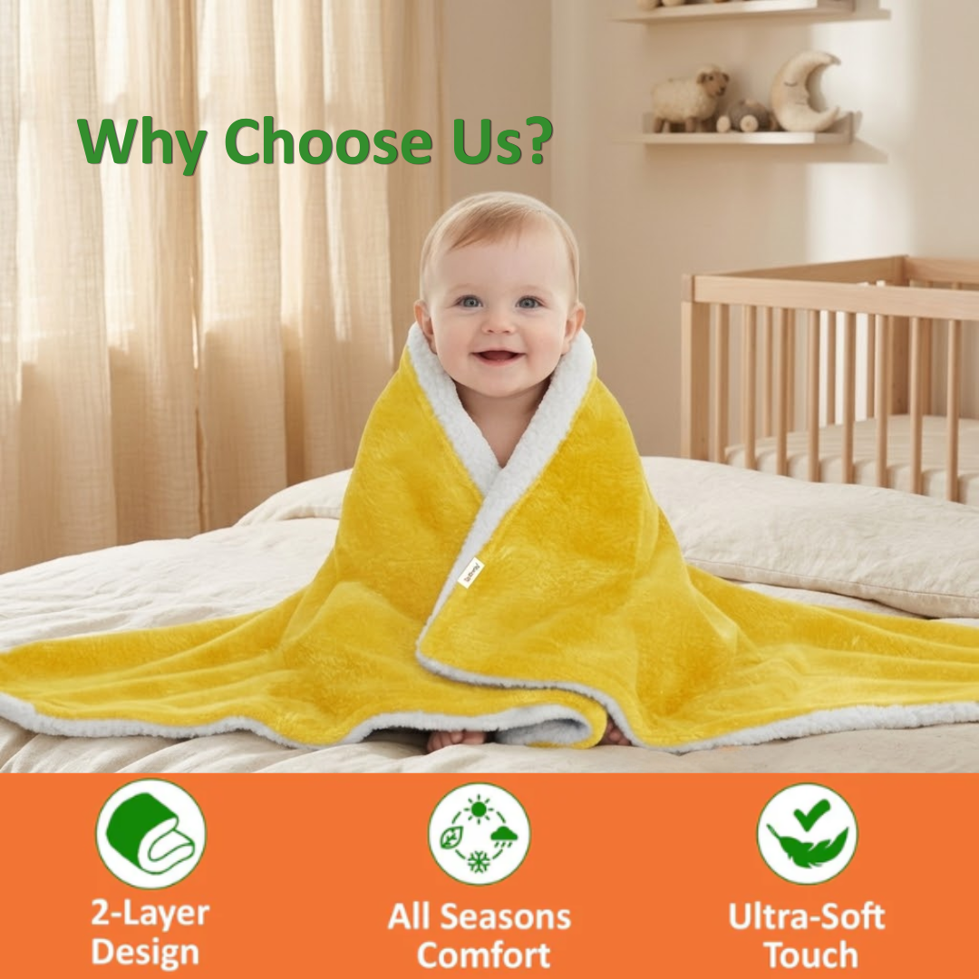 All-Season Fluffy 2-Layer Baby & Toddler Blanket – Coral & Sherpa Wrapping Sheet for Boys & Girls