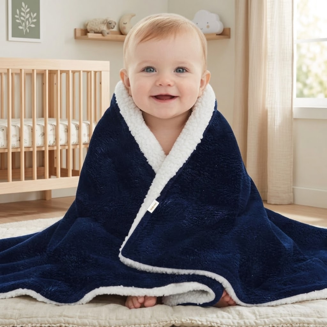 All-Season Fluffy 2-Layer Baby & Toddler Blanket – Coral & Sherpa Wrapping Sheet for Boys & Girls