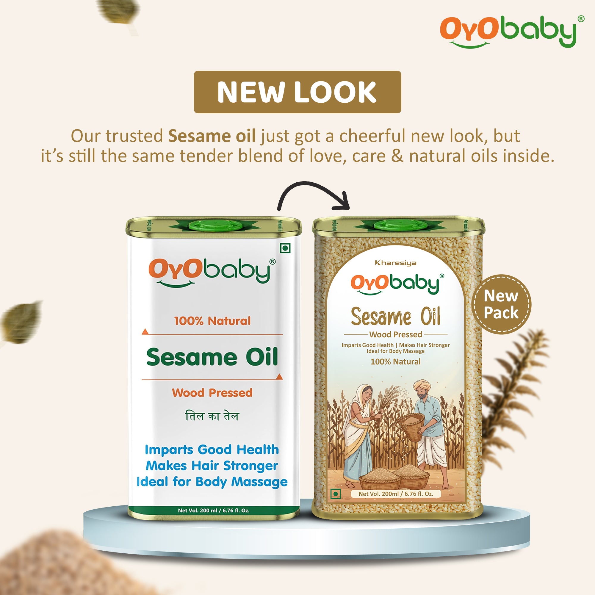 Natural Sesame Baby Oil | Wood Pressed Massage Oil for Newborn Hair & Skin Care (200 ml)