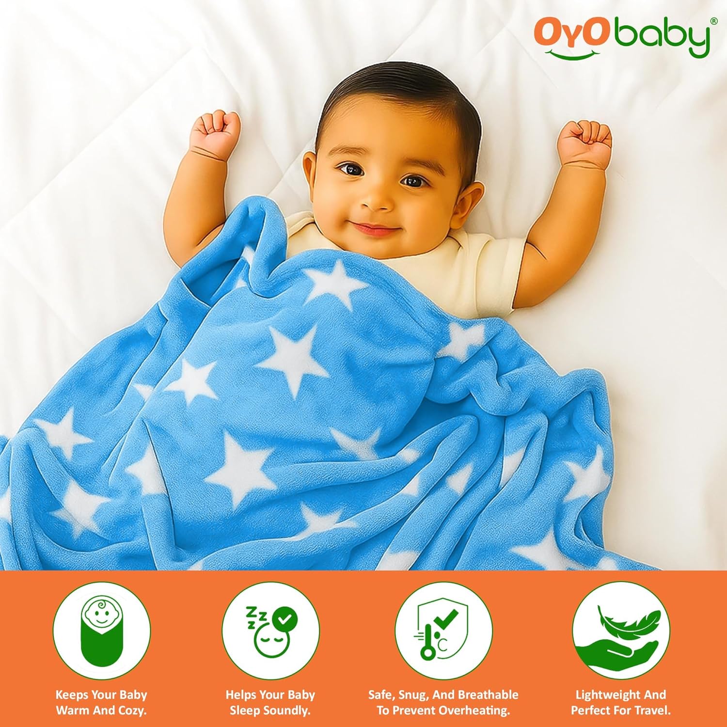 OYO BABY Squre BLANKIT (Blue Square + Pink Hooded)