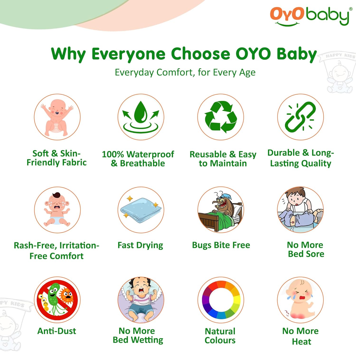 OYO BABY Breathable Baby Dry Sheets Small 70×50 cm Combo | Waterproof, Quick-Dry Mattress Protectors | Soft, Reusable Fleece | for Newborn to 6 Months - Salmon Rose + Pink + + Grey