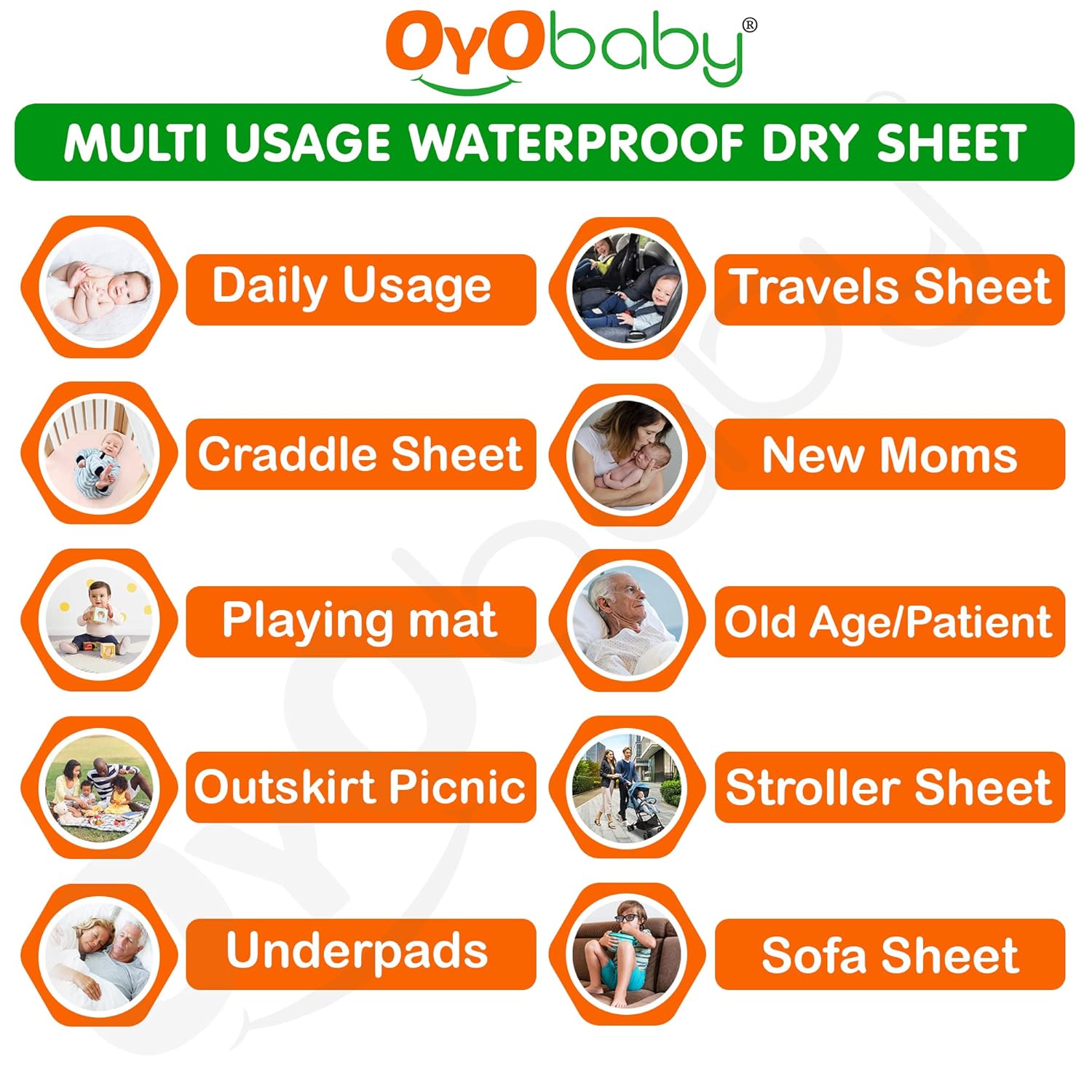 OYO BABY Extra Absorbent Waterproof Baby Dry Sheet (Dark Blue, Double Bed Size (260cm X 200cm))