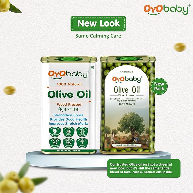 100% Natural Baby Oil for New Born | Wood Pressed Olive Oil - Baby Massage, Skin & Baby Hair Oil (200 ml)