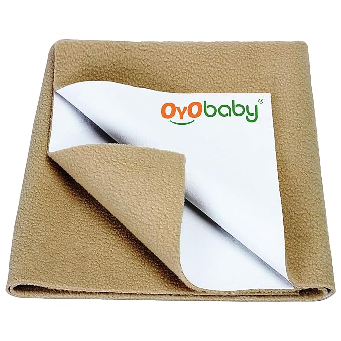 Baby Bed Protector: Waterproof, Soft, & Safe - Oyo Baby Beige Medium