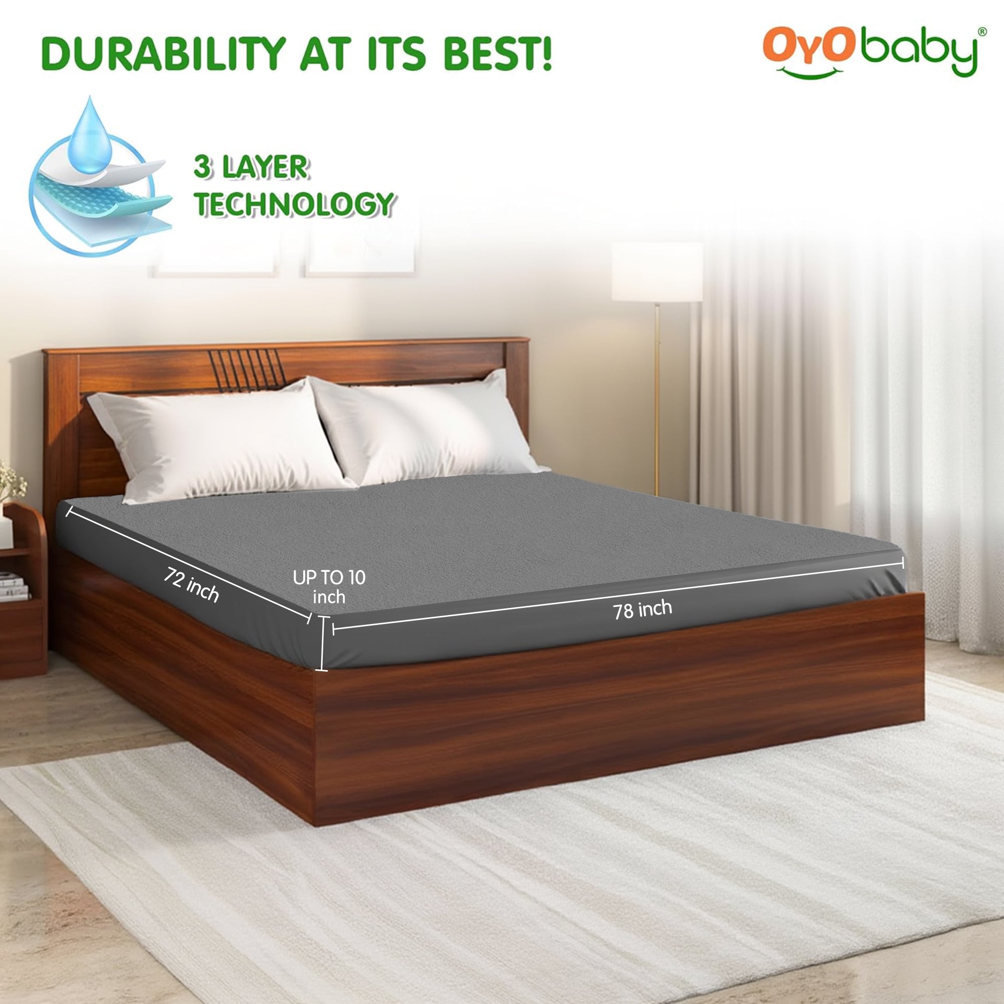 Waterproof Mattress Protector King Size 72 x 78 Inch | Ultra Soft Cotton Feel Terry Fabric | Breathable Fitted Mattress
