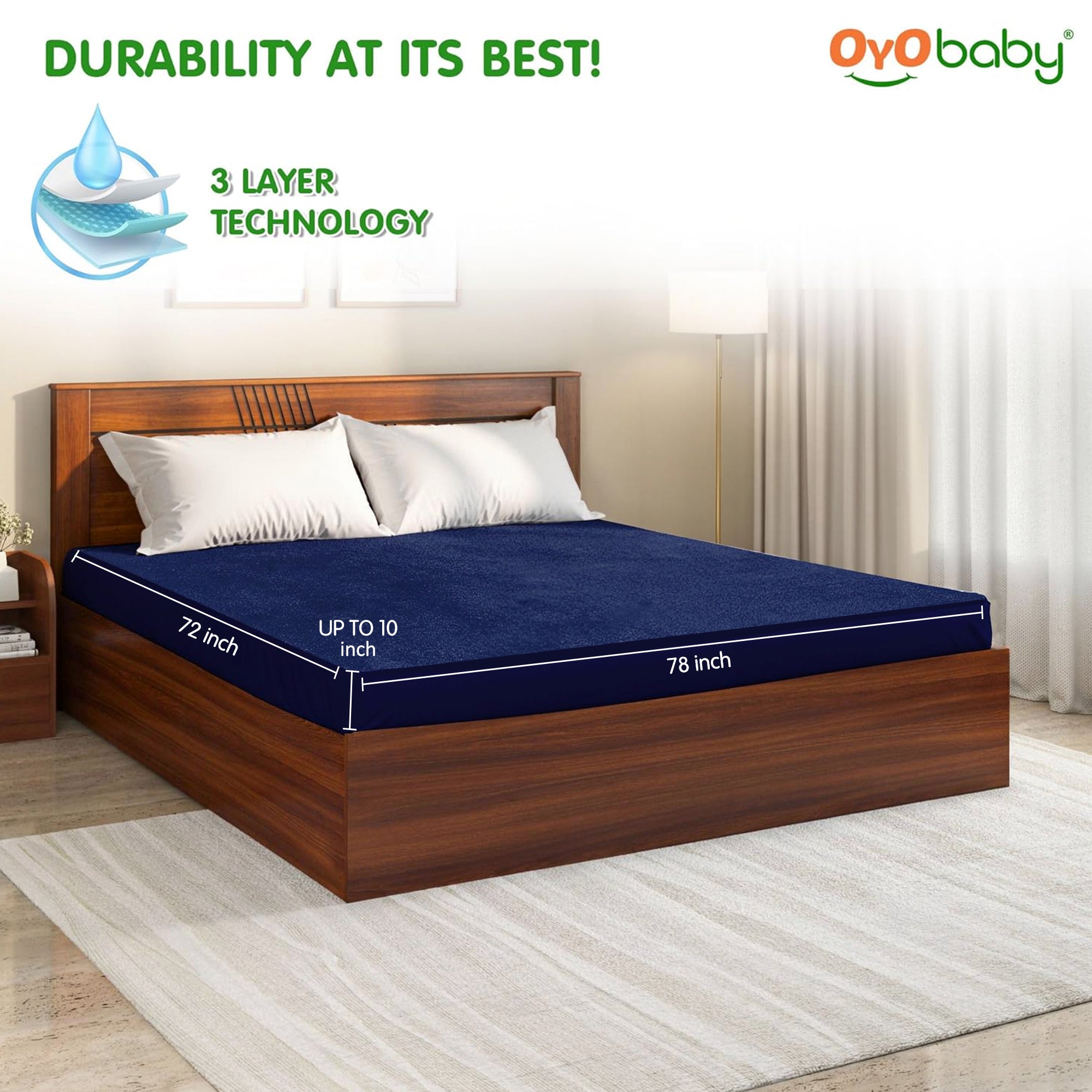 Waterproof Mattress Protector King Size 72 x 78 Inch | Ultra Soft Cotton Feel Terry Fabric | Breathable Fitted Mattress Cover