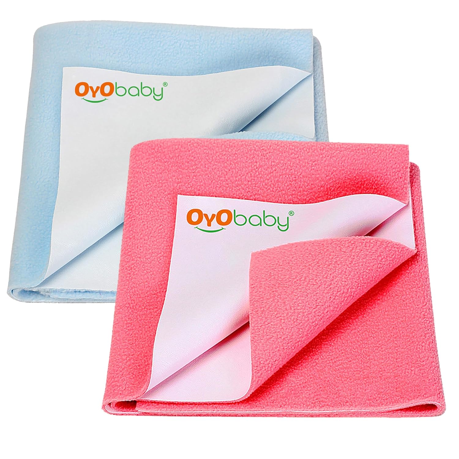 Baby Waterproof Baby Bed Protector Wollen Blend Dry Sheets For New Born Babies | Reusable Mats | Cot & Bassinet Gift Pack, Size : 70Cm X 50Cm | Blue + Salmon Rose.