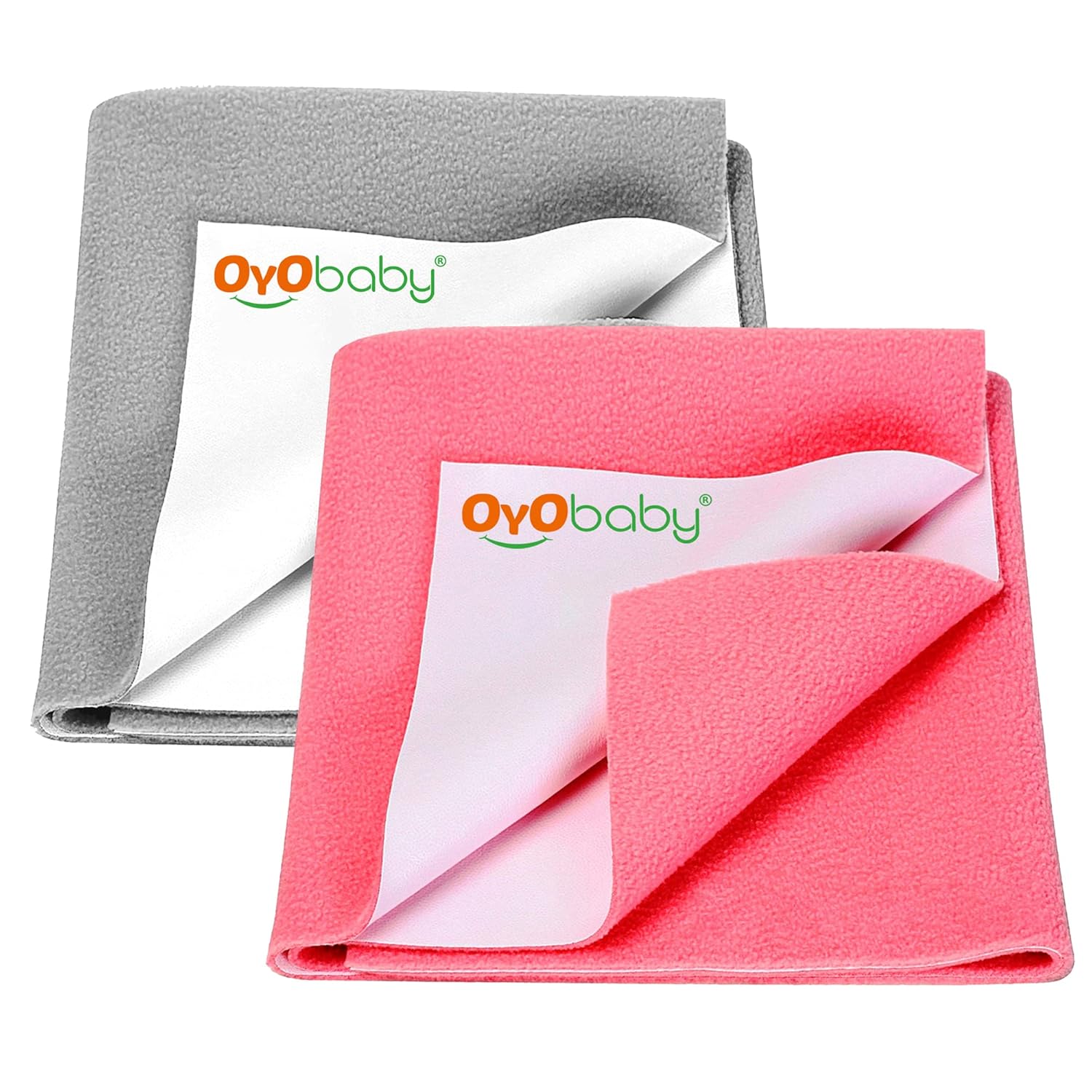 Baby Waterproof Baby Bed Protector Wollen Blend Dry Sheets For New Born Babies | Reusable Mats | Cot & Bassinet Gift Pack, Size : 70Cm X 50Cm |Grey + Salmon Rose.