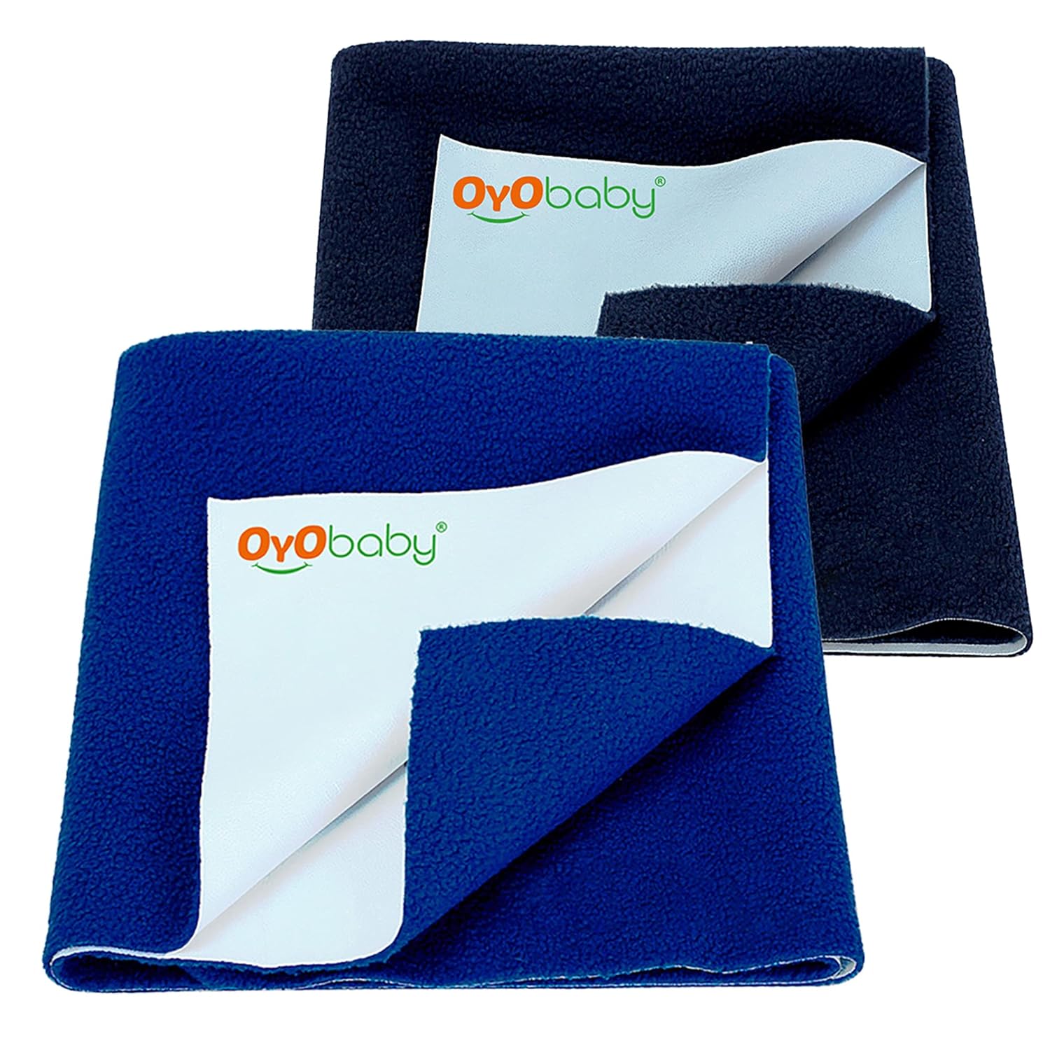 Baby Waterproof Baby Bed Protector Wollen Blend Dry Sheets For New Born Babies | Reusable Mats | Cot & Bassinet Gift Pack, Size : 70Cm X 50Cm | Royal Blue + Dark Blue.