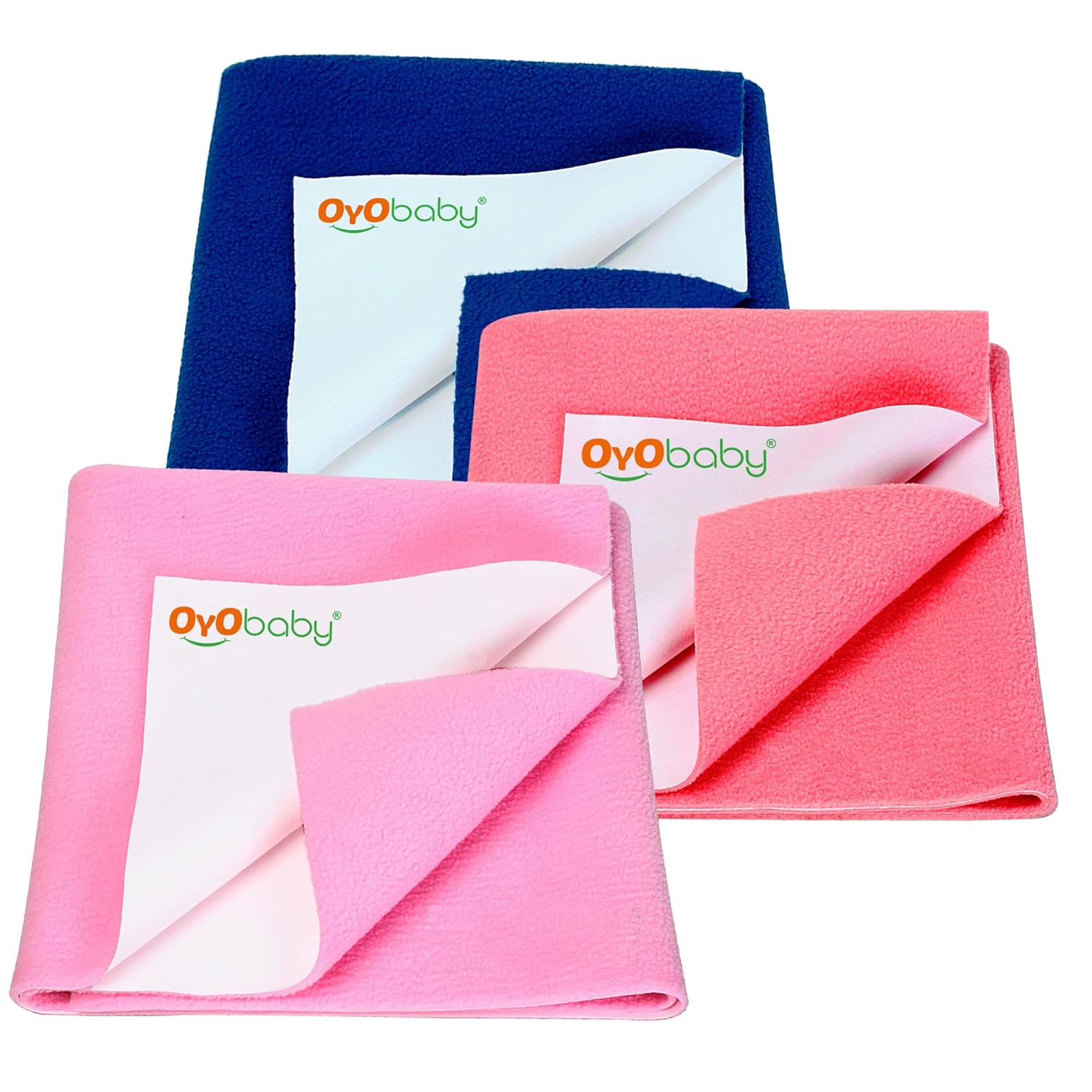 Dry Sheet for Baby, Baby Bed Protector, Waterproof Sheet, Small Size 50x70cm, Pack of 3, Pink, Salmon Rose & Royal Blue.