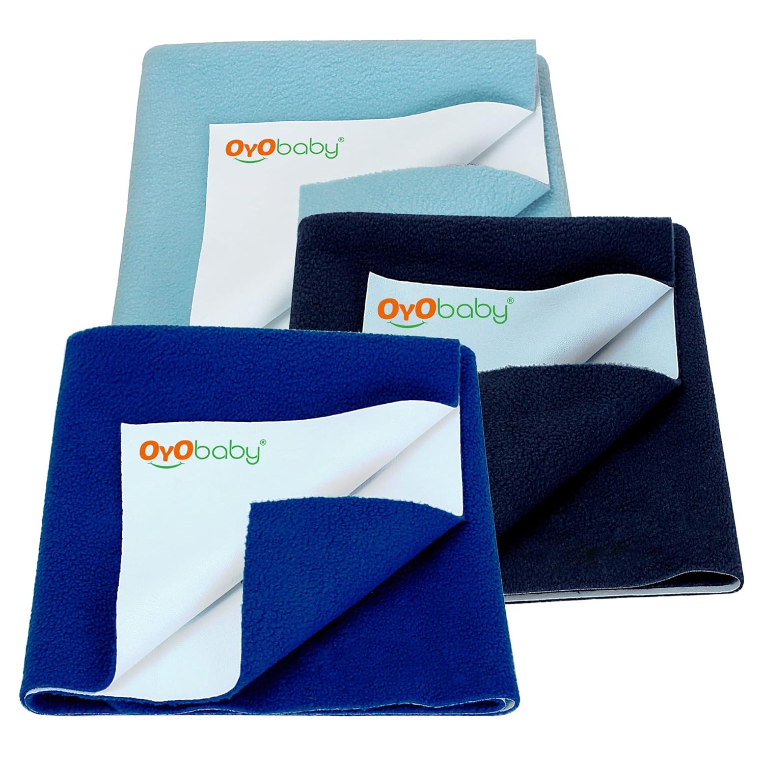 Dry Sheet for Baby, Baby Bed Protector, Waterproof Sheet, Small Size 50x70cm, Pack of 3, Royal Blue, Sea Blue & Dark Sea Blue.
