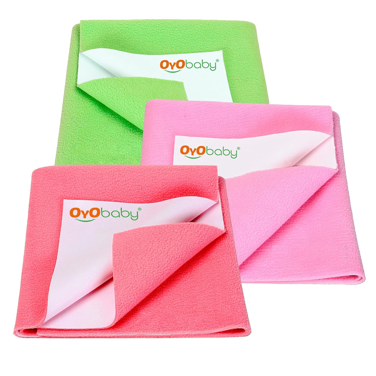 Dry Sheet for Baby, Baby Bed Protector, Waterproof Sheet, Small Size 50x70cm, Pack of 3, Salmon Rose + Pink + Light Green.