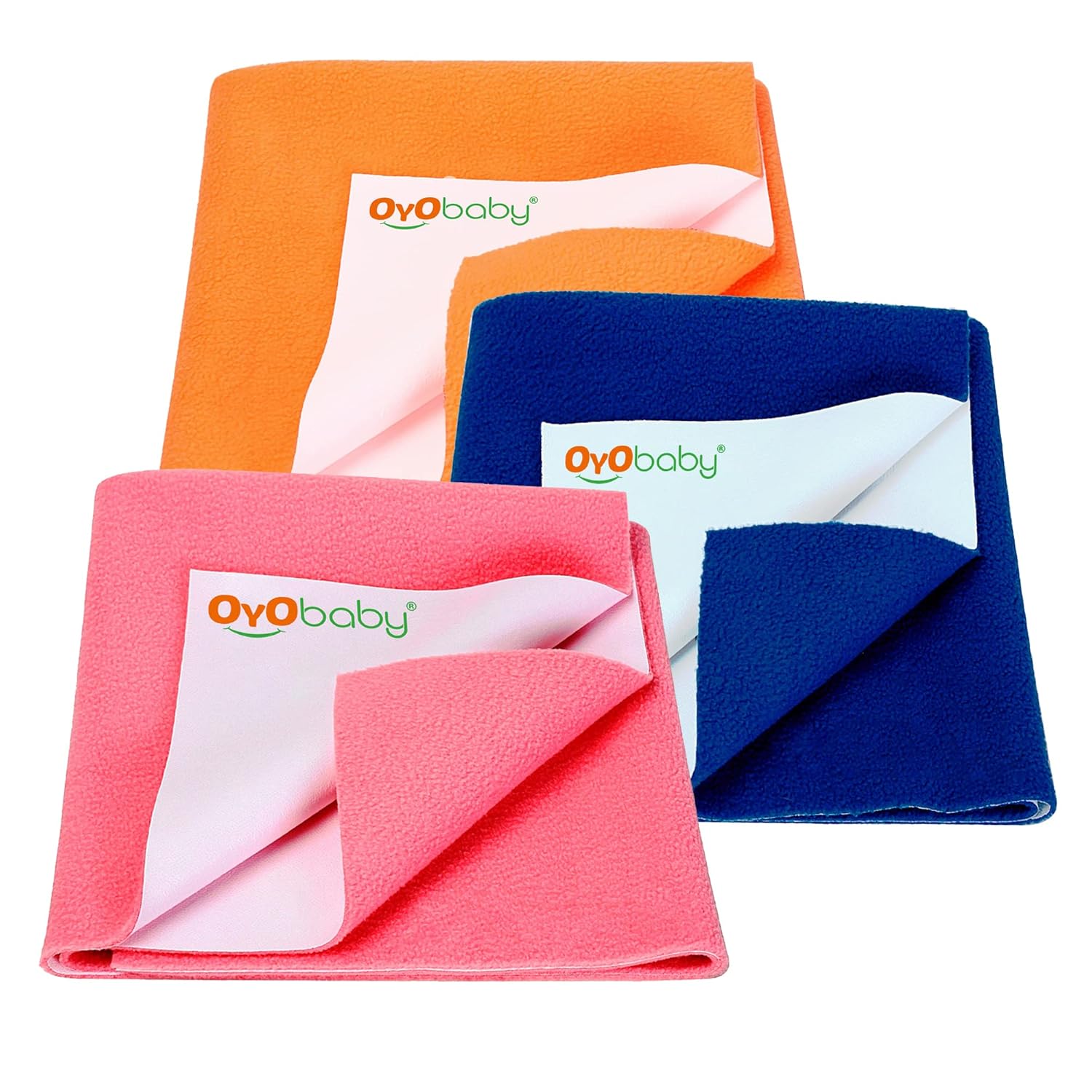 Dry Sheet for Baby, Baby Bed Protector, Waterproof Sheet, Small Size 50x70cm, Pack of 3, Salmon Rose, Royal Blue & Peach.