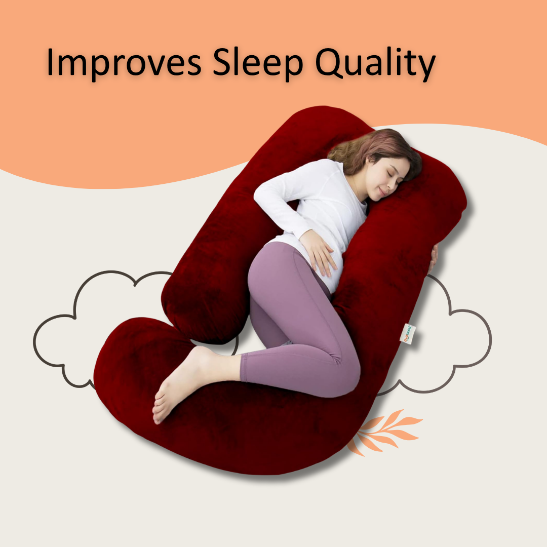 J-Shape Velvet Maternity Pillow: 360° Support & Comfort