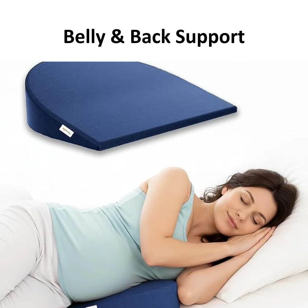 Memory Foam Pregnancy Wedge Pillow - Grey | Ergonomic Belly, Back & Hip Support for Expecting Moms