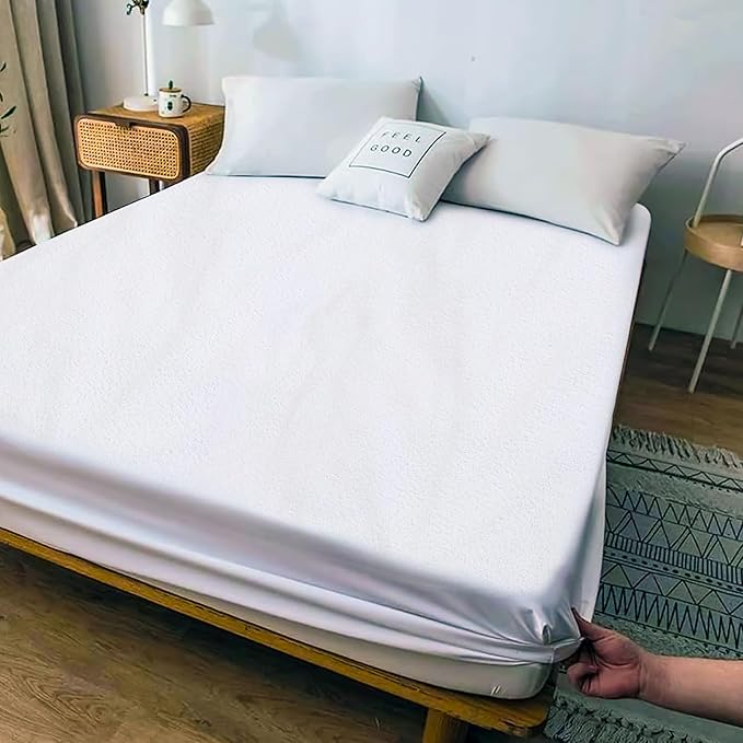 Waterproof Mattress Protector Queen Size 72 x 60 Inch | Ultra Soft Cotton Feel Terry Fabric | Breathable Fitted Mattress Cover