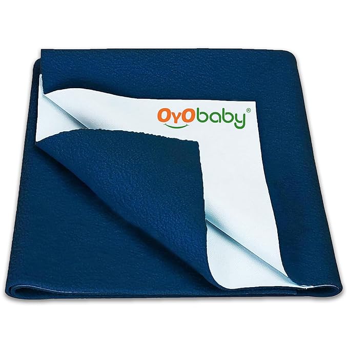 OYO BABY Waterproof Mattress Protector , Baby Dry Sheet for Newborn, Reusable Quick-Dry Fleece Underpad, Ultra-Absorbent, Anti-Pilling, Soft and Hygienic Bedding Solution –Dark Sea Blue