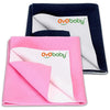 OYO BABY Extra Absorbent Waterproof Baby Dry Sheet Large Size (140x100cm) – Pack of 2 – Quick Dry Sheet for Bed Protector, Soft & Breathable Dark Blue + Pink