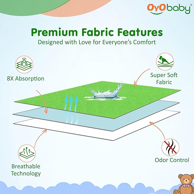OYO BABY - Baby Dry Sheet for new born babies | Infant Waterproof bed protector Sheet for Baby | Mattress Pads (Extra Large-(200cm X 140cm), Pista Green)