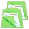 OYO BABY Newborn Dry Sheet Waterproof | Small Baby Bed Protector 70×50 cm (Pack of 2) | Soft, Quick Dry & Extra Absorbent Mattress Protector | Reusable Anti-Piling Fleece Underpad - Light Green (Small)