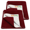 OYO Baby Waterproof Baby Dry Sheet Set, Pack of 2 Medium 100×70 cm | Quick-Drying, Extra Absorbent Mattress Protectors | Soft & Breathable Fabric for Newborns to 12 Months - Maroon (Small)