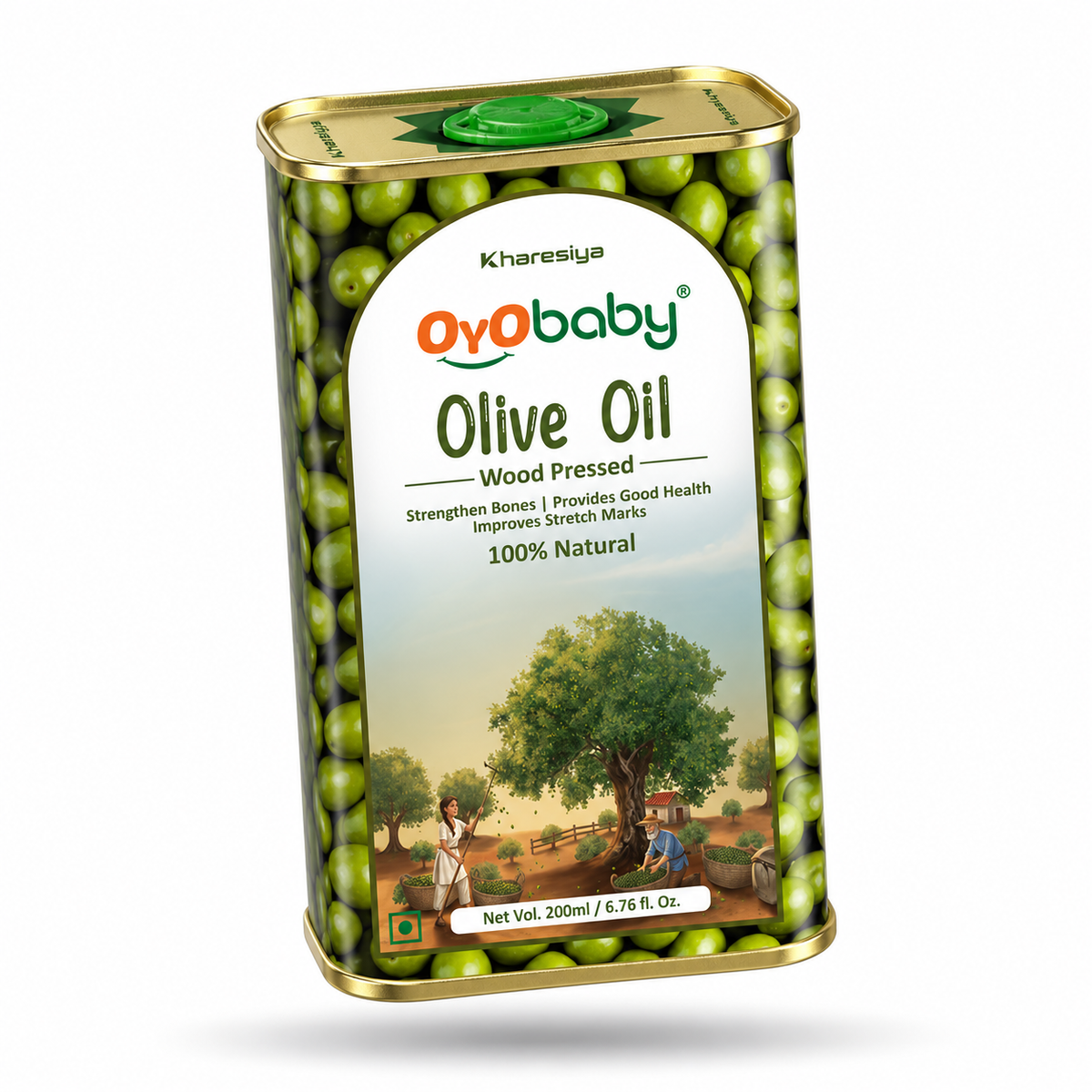 100% Natural Baby Oil for New Born | Wood Pressed Olive Oil - Baby Massage, Skin & Baby Hair Oil (200 ml)