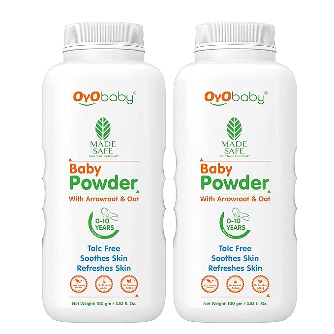 OYO BABY Gentle Baby Powder (Talc Free) For New Born Baby, Refreshes Baby’s Skin - Pack of 2 – 100gm