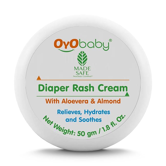 OYO BABY Diaper Rash Cream, 50g | Natural Nappy Cream for Newborns & Babies | Prevents & Treats Diaper Rash | Enriched with Aloe Vera & Almond