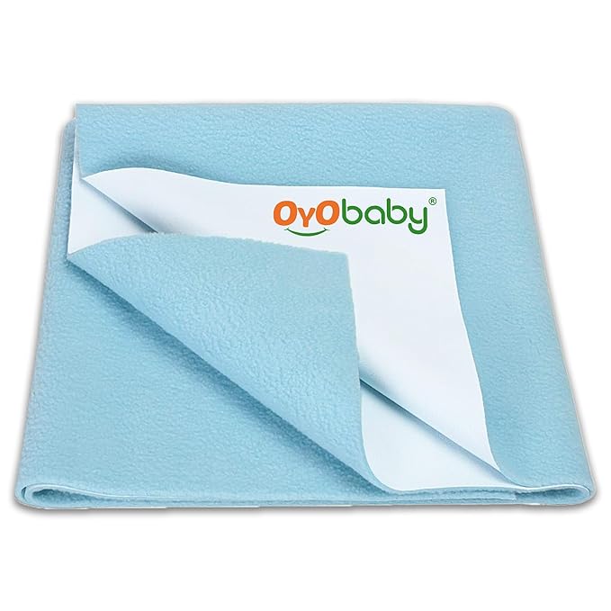OYO BABY - Baby Dry Sheet for New Born Babies | Infant Waterproof Bed Protector Sheet for Baby | Mattress Pads (Single Bed-(72" X 36"), Aqua Blue)
