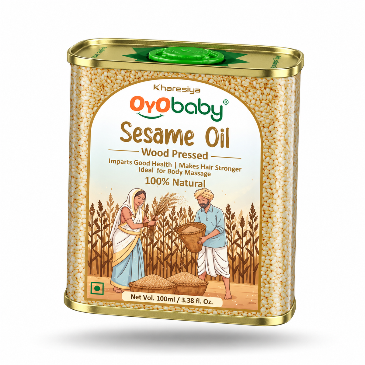 Natural Sesame Baby Oil | Wood Pressed Massage Oil for Newborn Hair & Skin Care