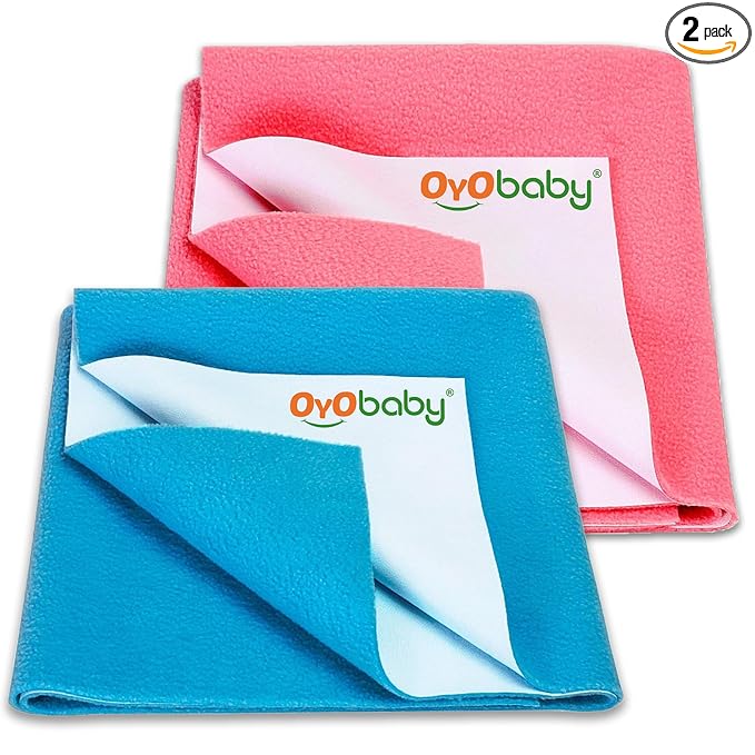 OYO BABY Waterproof Baby Bed Protector Dry Sheets for New Born babies | Reusable Mats | Cot & Bassinet Gift Pack (Gift Pack 2, Salmon Rose)